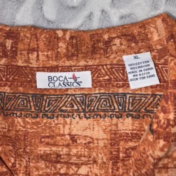 BOCA CLASSICS MENS SIZE XL SHORT SLEEVE SHIRT WITH TROPICAL SURFER DESIGN - Picture 5 of 9